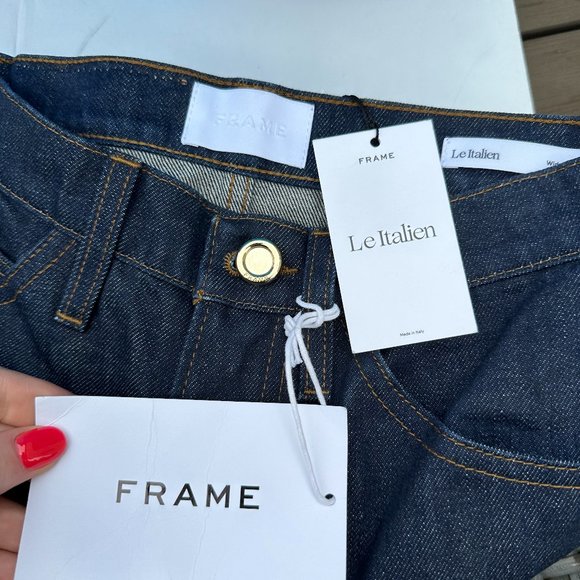 Frame Denim Le Italien Wide Leg Crop Jeans Sz 24 Rinse Blue Denim High Rise - Picture 2 of 7